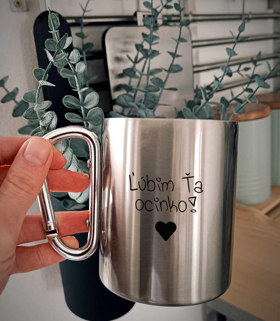 Nerezový hrnček S011-Ľúbim ťa ocinko / tatinko